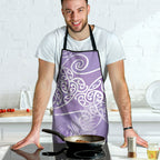 Aotearoa Maori Koru Curves Apron Silver Ferns - Amethyst