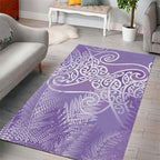 Aotearoa Maori Koru Curves Area Rug Silver Ferns - Amethyst