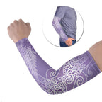 Aotearoa Maori Koru Curves Arm Sleeves Silver Ferns - Amethyst