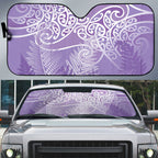 Aotearoa Maori Koru Curves Auto Sun Shade Silver Ferns - Amethyst