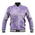 Aotearoa Maori Koru Curves Baseball Jacket Silver Ferns - Amethyst
