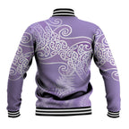 Aotearoa Maori Koru Curves Baseball Jacket Silver Ferns - Amethyst
