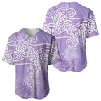 Aotearoa Maori Koru Curves Baseball Jersey Silver Ferns - Amethyst