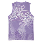 Aotearoa Maori Koru Curves Basketball Jersey Silver Ferns - Amethyst