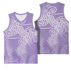 Aotearoa Maori Koru Curves Basketball Jersey Silver Ferns - Amethyst