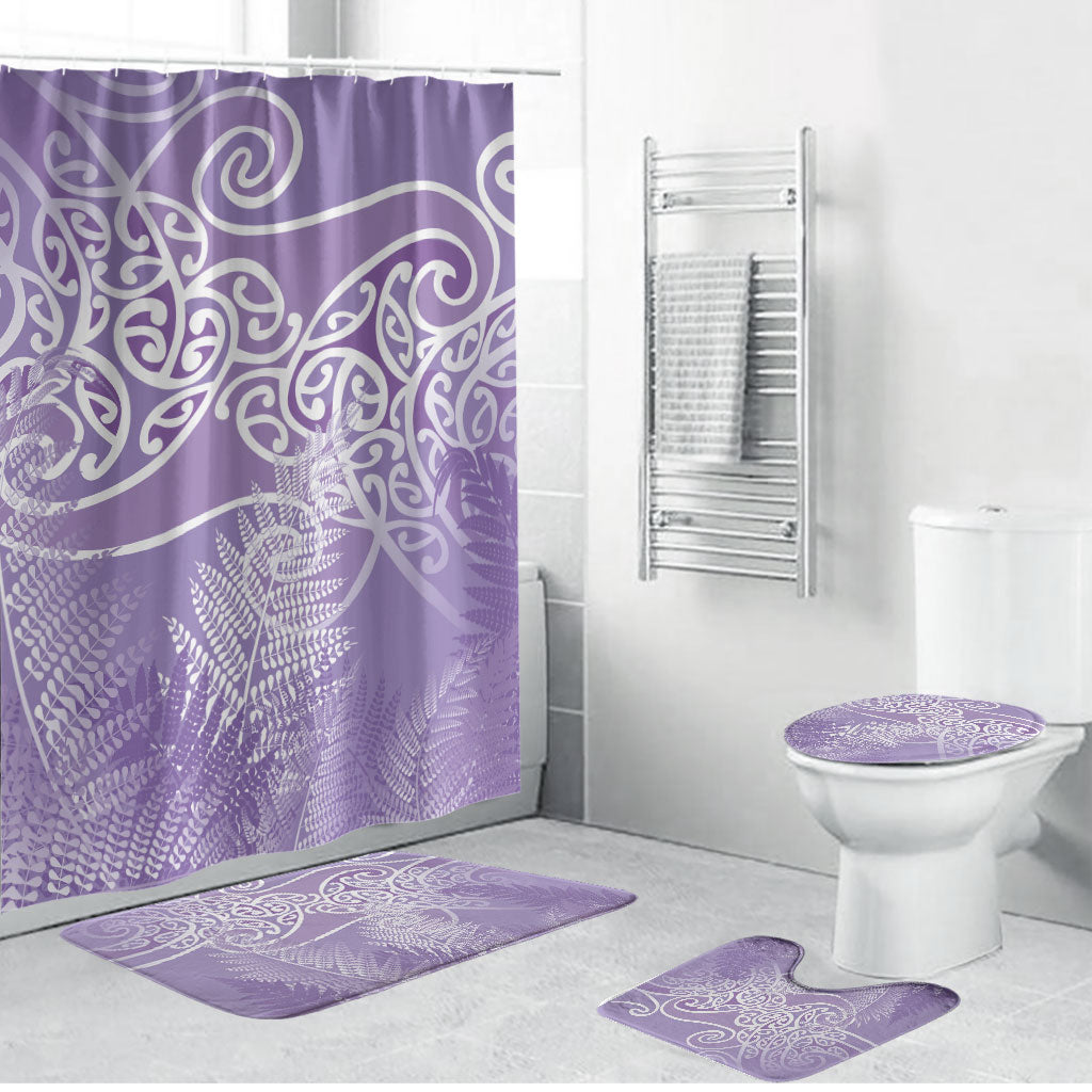 Aotearoa Maori Koru Curves Bathroom Set Silver Ferns - Amethyst