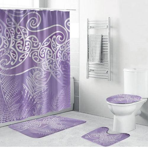 Aotearoa Maori Koru Curves Bathroom Set Silver Ferns - Amethyst