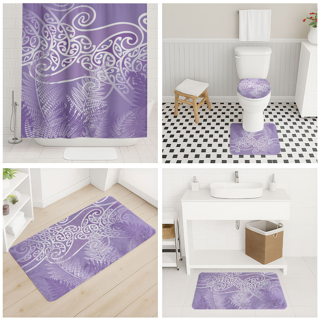 Aotearoa Maori Koru Curves Bathroom Set Silver Ferns - Amethyst