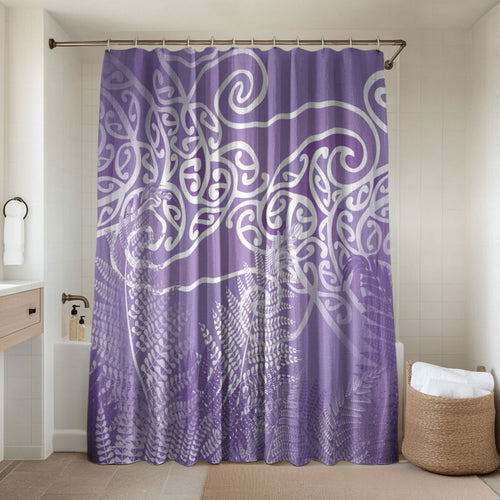 Aotearoa Maori Koru Curves Bathroom Set Silver Ferns - Amethyst