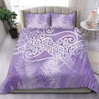Aotearoa Maori Koru Curves Bedding Set Silver Ferns - Amethyst