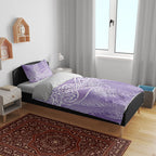 Aotearoa Maori Koru Curves Bedding Set Silver Ferns - Amethyst