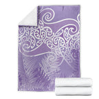 Aotearoa Maori Koru Curves Blanket Silver Ferns - Amethyst