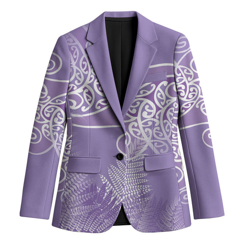 Aotearoa Maori Koru Curves Blazer Silver Ferns - Amethyst