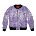 Aotearoa Maori Koru Curves Bomber Jacket Silver Ferns - Amethyst