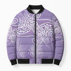 Aotearoa Maori Koru Curves Bomber Puffer Jacket Silver Ferns - Amethyst