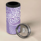 Aotearoa Maori Koru Curves 4 in 1 Can Cooler Tumbler Silver Ferns - Amethyst