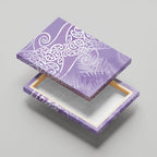 Aotearoa Maori Koru Curves Canvas Wall Art Silver Ferns - Amethyst