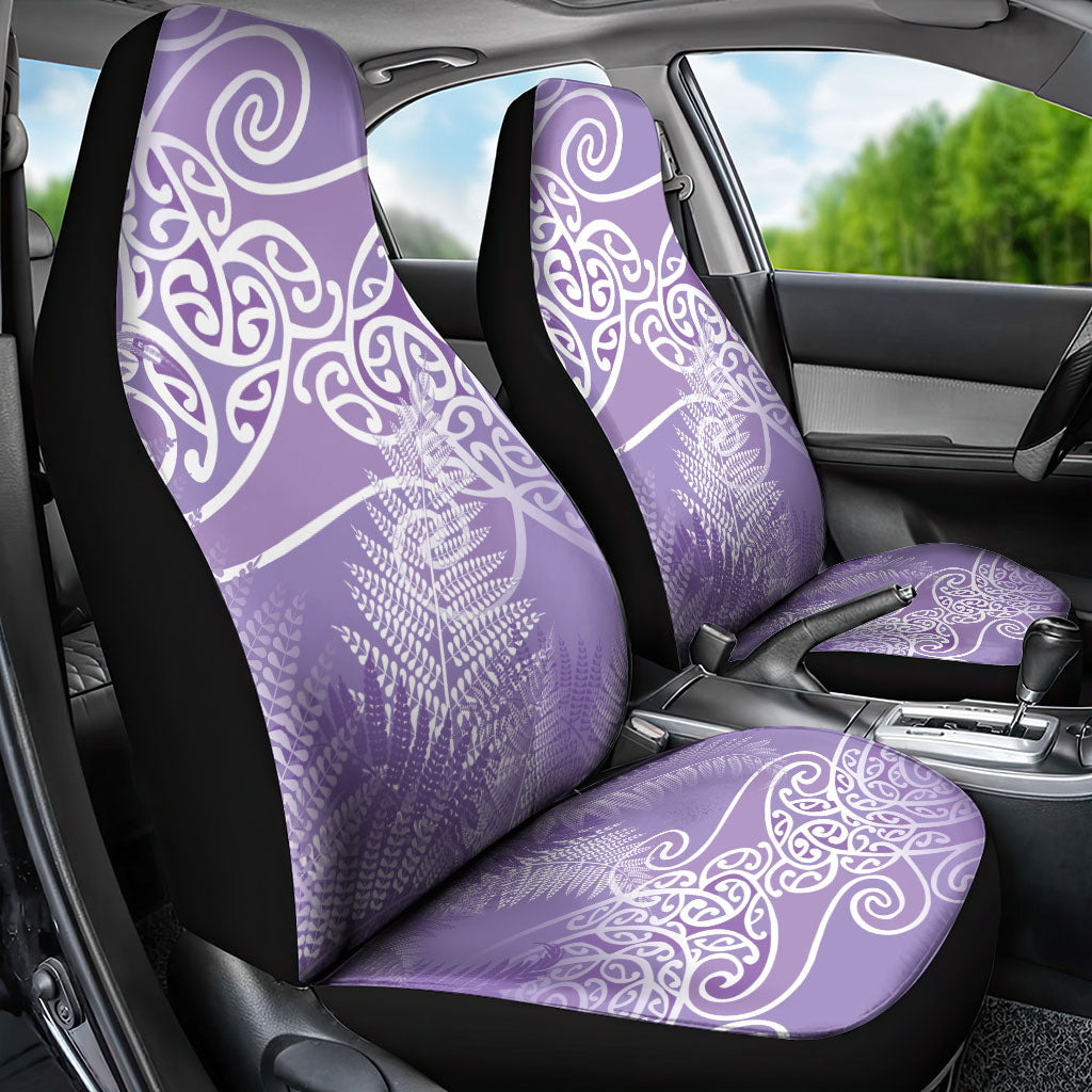 Aotearoa Maori Koru Curves Car Seat Cover Silver Ferns - Amethyst