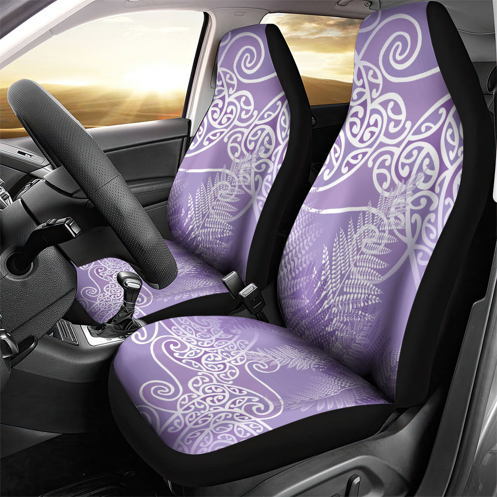 Aotearoa Maori Koru Curves Car Seat Cover Silver Ferns - Amethyst