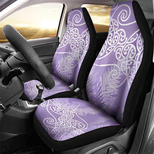 Aotearoa Maori Koru Curves Car Seat Cover Silver Ferns - Amethyst