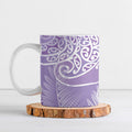 Aotearoa Maori Koru Curves Ceramic Mug Silver Ferns - Amethyst