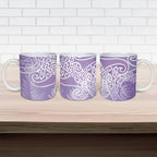 Aotearoa Maori Koru Curves Ceramic Mug Silver Ferns - Amethyst