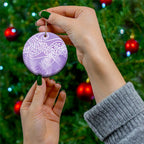 Aotearoa Maori Koru Curves Ceramic Ornament Silver Ferns - Amethyst