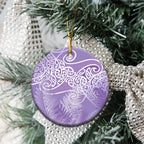Aotearoa Maori Koru Curves Ceramic Ornament Silver Ferns - Amethyst