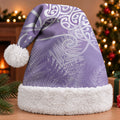 Aotearoa Maori Koru Curves Christmas Santa Hat Silver Ferns - Amethyst