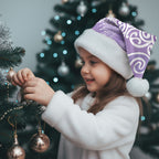 Aotearoa Maori Koru Curves Christmas Santa Hat Silver Ferns - Amethyst