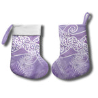 Aotearoa Maori Koru Curves Christmas Stocking Silver Ferns - Amethyst