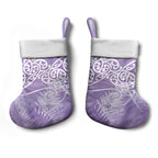 Aotearoa Maori Koru Curves Christmas Stocking Silver Ferns - Amethyst