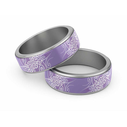 Aotearoa Maori Koru Curves Classic Ring Silver Ferns - Amethyst