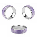 Aotearoa Maori Koru Curves Classic Ring Silver Ferns - Amethyst
