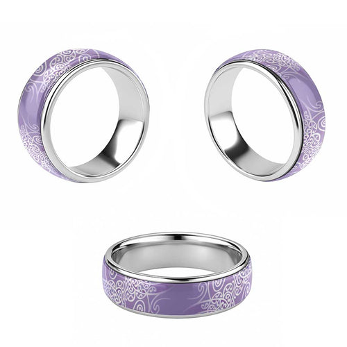 Aotearoa Maori Koru Curves Classic Ring Silver Ferns - Amethyst