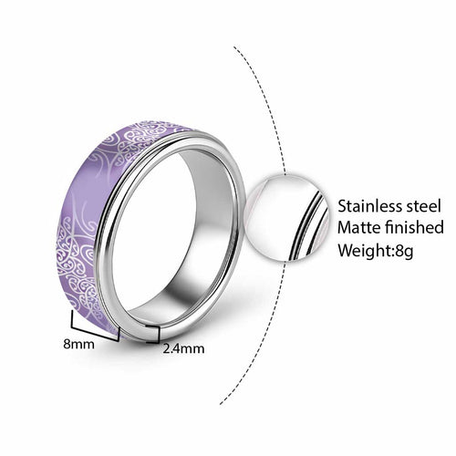 Aotearoa Maori Koru Curves Classic Ring Silver Ferns - Amethyst