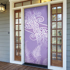 Aotearoa Maori Koru Curves Door Cover Silver Ferns - Amethyst