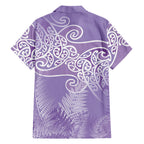 Aotearoa Maori Koru Curves Family Matching Short Sleeve Bodycon Dress and Hawaiian Shirt Silver Ferns - Amethyst