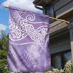 Aotearoa Maori Koru Curves Garden Flag Silver Ferns - Amethyst