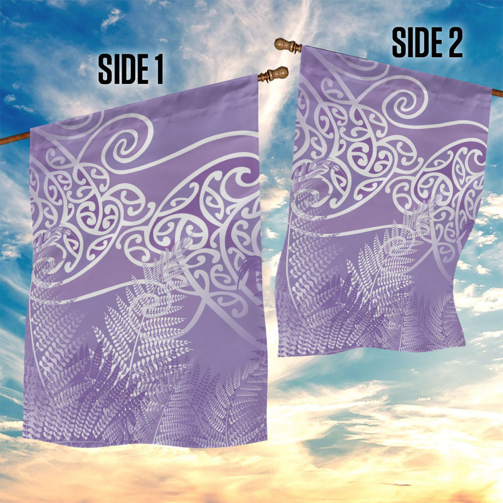 Aotearoa Maori Koru Curves Garden Flag Silver Ferns - Amethyst