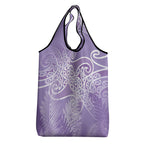 Aotearoa Maori Koru Curves Grocery Bag Silver Ferns - Amethyst