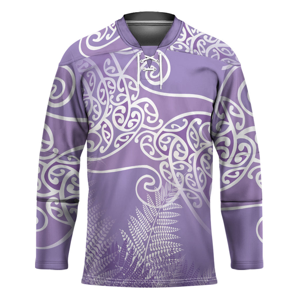 Aotearoa Maori Koru Curves Hockey Jersey Silver Ferns - Amethyst