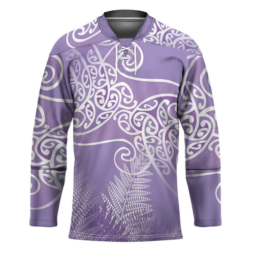 Aotearoa Maori Koru Curves Hockey Jersey Silver Ferns - Amethyst