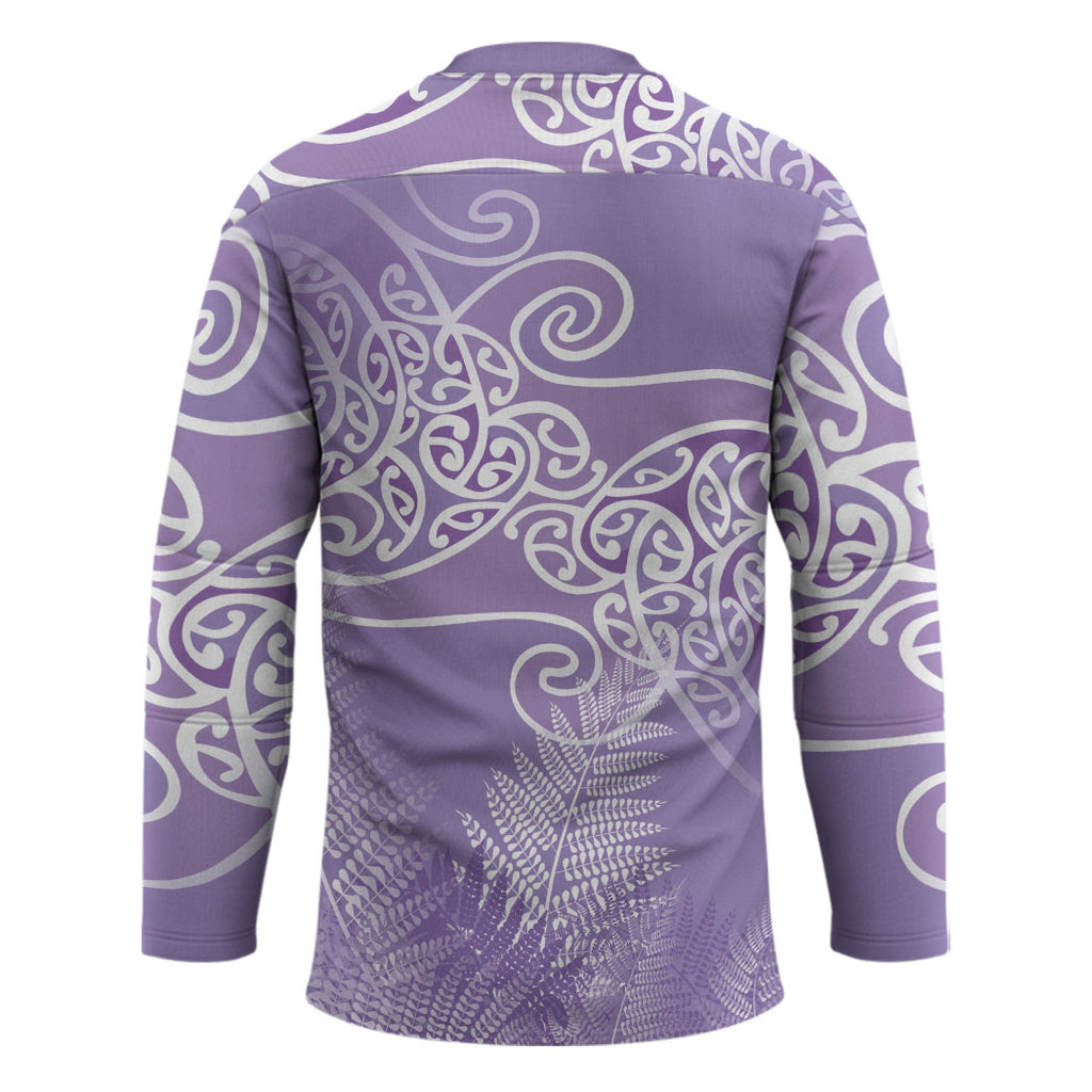 Aotearoa Maori Koru Curves Hockey Jersey Silver Ferns - Amethyst
