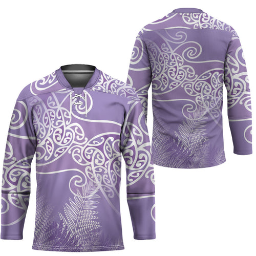 Aotearoa Maori Koru Curves Hockey Jersey Silver Ferns - Amethyst
