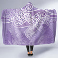 Aotearoa Maori Koru Curves Hooded Blanket Silver Ferns - Amethyst