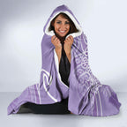 Aotearoa Maori Koru Curves Hooded Blanket Silver Ferns - Amethyst