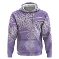 Aotearoa Maori Koru Curves Hoodie Silver Ferns - Amethyst