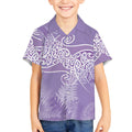 Aotearoa Maori Koru Curves Kid Hawaiian Shirt Silver Ferns - Amethyst