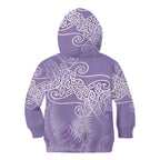 Aotearoa Maori Koru Curves Kid Hoodie Silver Ferns - Amethyst